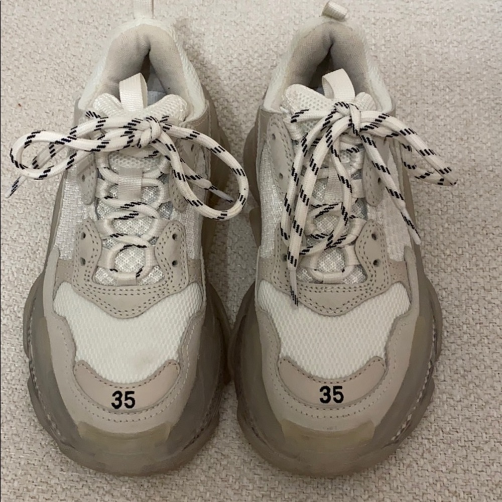 Balenciaga Triple S White and Clear Sneakers